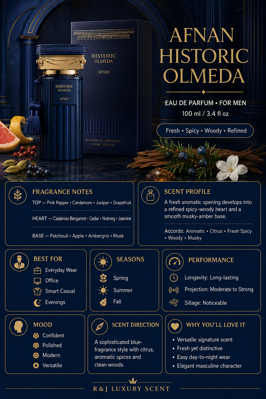 Afnan Historic Olmeda - 3.4 oz EDP for Men